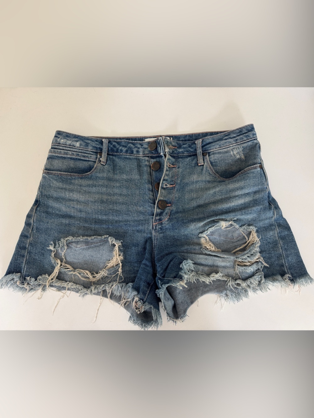 Articles Of Society Distressed Blue Denim Cutoff Shorts